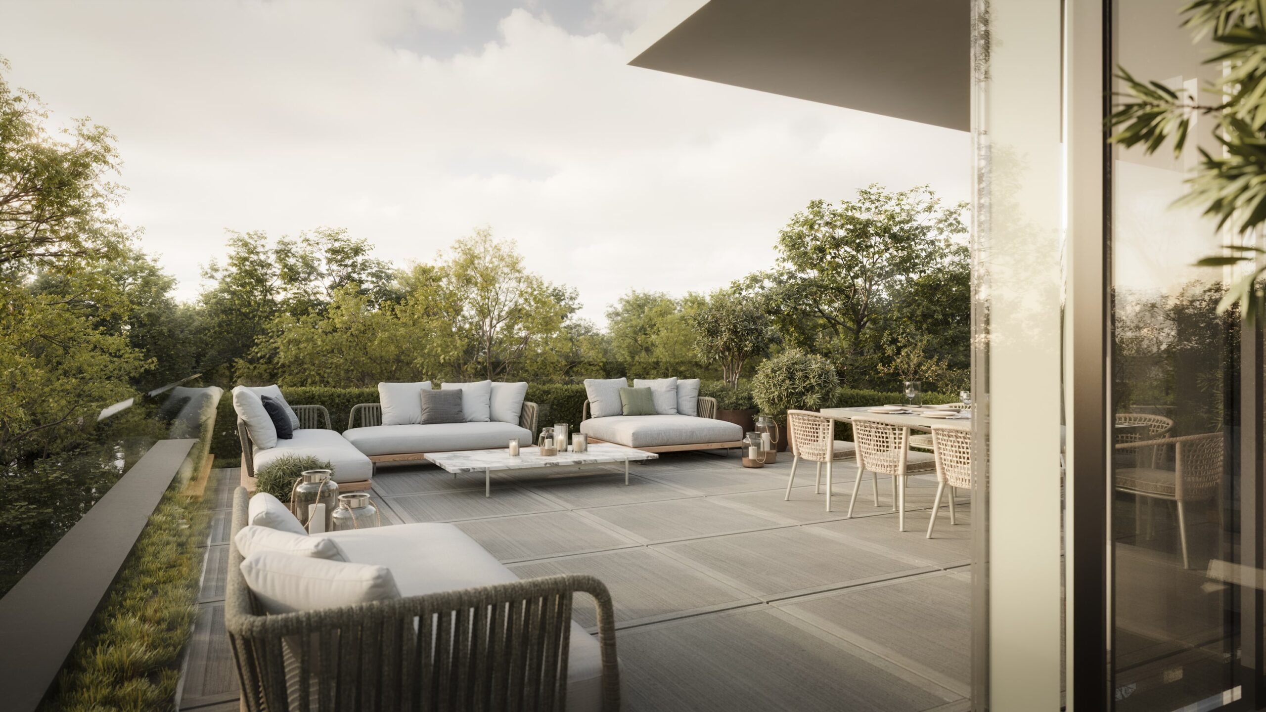 Lichtrijk terras van een gerealiseerd Bricx renovatieproject